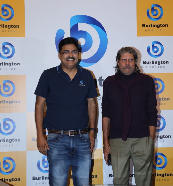 (From Left To Right): Mr Ratnesh Jha, CEO, SouthEast Asia and India, Burlington English after a candid conversation with legendary cricketer, Mr Kapil Dev